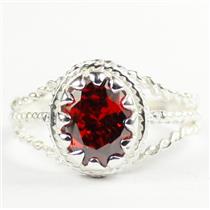 Garnet CZ,  925 Sterling Silver Ladies Ring, SR070