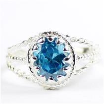Swiss Blue CZ, 925 Sterling Silver Ladies Ring, SR070