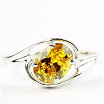 Golden Yellow CZ, 925 Sterling Silver Ring ,SR186