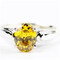 Golden Yellow CZ,925 Sterling Silver Ladies Ring, SR058