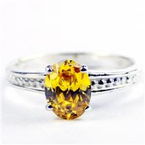 Golden Yellow CZ, 925 Sterling Silver Ladies Ring, SR371