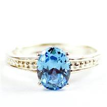Swiss Blue CZ, 925 Sterling Silver Ladies Ring, SR371