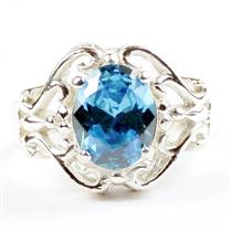 Swiss Blue CZ, 925 Sterling Silver Ladies Ring, SR169