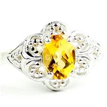 925 Sterling Silver Ladies Filigree Ring, Citrine, SR125