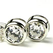 925 Sterling Silver Leverback Earrings, 1 ct Cubic Zirconia, SE018