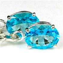 925 Sterling Silver Leverback Earrings, Paraiba Topaz, SE007