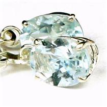925 Sterling Silver Leverback Earrings, Aquamarine, SE007