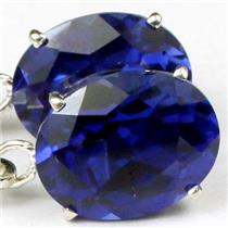 925 Sterling Silver Leverback Earrings, Created Blue Sapphire, SE107