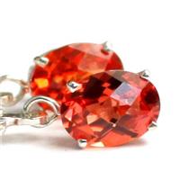 925 Sterling Silver Leverback Earrings, Created Padparadscha Sapphire, SE007