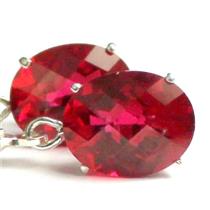 925 Sterling Silver Leverback Earrings, Crimson Topaz, SE107