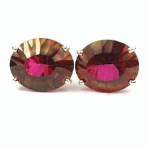 925 Sterling Silver Post Earrings, Crimson Topaz, SE202