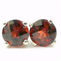 925 Sterling Silver Post Earrings, Mozambique Garnet, SE012