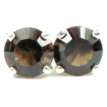 925 Sterling Silver Post Earrings, Smoky Quartz, SE012