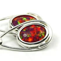 925 Sterling Silver Leverback Earrings, Created Black Opal, SE008