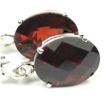 925 Sterling Silver Leverback Earrings, Garnet CZ, SE107
