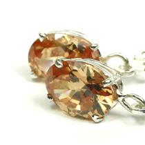 925 Sterling Silver Leverback Earrings, Champagne CZ, SE007