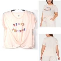 jenni Short Sleeve Twist Front Graphic Pajama Top Beach Por Favor Ch Size New