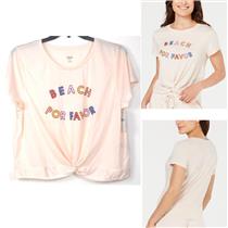 jenni Short Sleeve Twist Front Graphic Pajama Top Beach Por Favor XS-L New