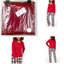 Family Pjs Womens 2pc Mix It Top & Flannel Pants Pajama Set Stewart Plaid XS New