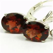 925 Sterling Silver Leverback Earrings, Mozambique Garnet, SE007