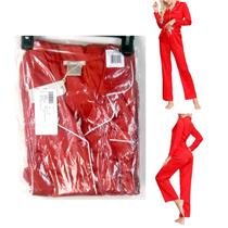 INK+IVY Womens 2 pc Pajama Notch Collar Top & Pants Set Red Size M New 220262