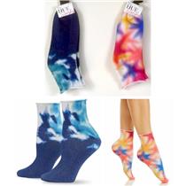 Hue Womens Tie Dye Ankle Socks Choose Color One Size New 21544