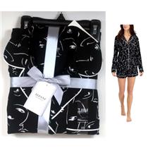 Alfani Womens 2 piece Soft Pajama Top & Shorts Set Face Outline Choose Size New