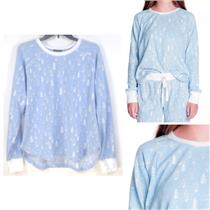 Insomniax Womens Soft Thermal Print Pajama Top Sky Blue Trees Choose Size New