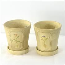 2 Lees Pottery Inc Iron Yellow Ceramic Flower Pot Planter Pre-owned