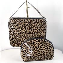 Dennis Basso Animal Print Cosmetic Bag & Case Set NWOT