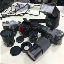 Lot of Pentax P30T & Asahi Pentax Spotmatic Film Cameras W/ Extra Lenses