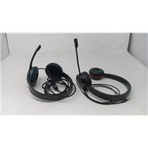 Lot of 2 3.5mm Wired Headset W/ Mic - Cyber Acoustics AC-5002 / Jabra Evolve 30
