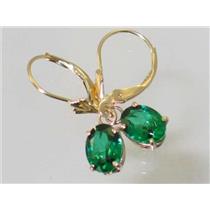 14k Gold Leverback Earrings, Russian Nanocrystal Emerald, E007