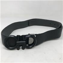 Genuine Salvatore Ferragamo Black Leather Belt W/ Matte Black Buckle