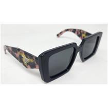 Prada PR23Y 51-19 1AB-5S0 Pink Black & Green Frames Sunglasses W/ Gray Lenses