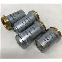 Lot of 4 Leica HI Plan Microscope Objectives 10x / 20x / 40x / 100x - SEE INFO