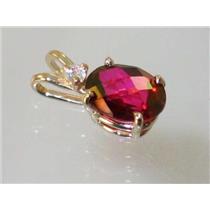 P021, Crimson Topaz 14k Gold Pendants