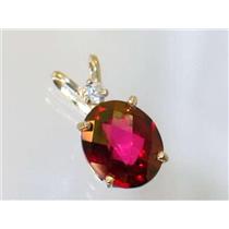 P022, Crimson Topaz 14k Gold Pendant