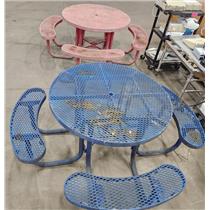 Outdoor / Park / Patio 4-Curved Seat 46" Round Metal Picnic Table - PICKUP ONLY