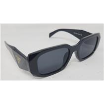 Prada SPR17WS 49-20 145 Black Frame Sunglasses W/ Dark Gray Lenses