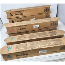 New Old Stock Genuine Ricoh MP C406 Toner Lot - 3x Black / 2x Cyan / 2x Magenta