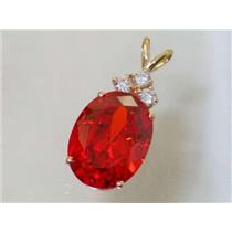 P016, Padparadsha CZ, 14k Gold Pendant