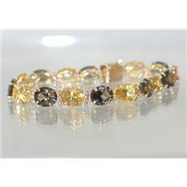 B003, Citrine & Smoky Quartz Gold Bracelet