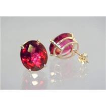 14k Gold Post Earrings, Crimson Fire Topaz, E202