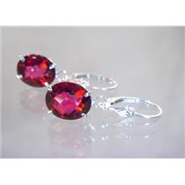 925 Sterling Silver Earrings, Crimson Topaz, SE207
