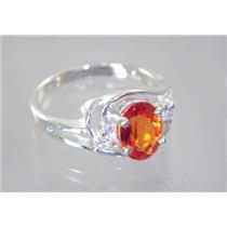 SR176, Created Padparadsha Sapphire, 925 Silver Ring