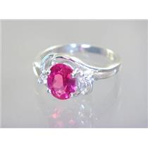SR176, Created Pink Sapphire, 925 Sterling Silver Ring