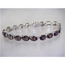 SB002, Smoky Quartz, 925 Sterling Silver Bracelet