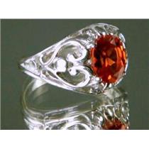 Created Padparadsha Sapphire, 925 Silver Ring, SR111