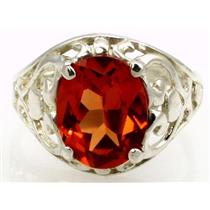 Sterling Silver Ladies Ring, Created Padparadscha Sapphire, SR004
